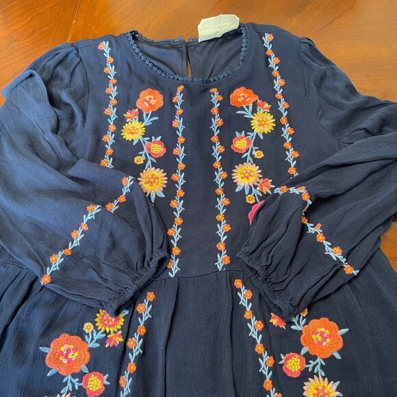 Savanna Jane Embroidered Summer Casual Flowy Sun Dress in Navy. Size S. - Picture 11 of 11
